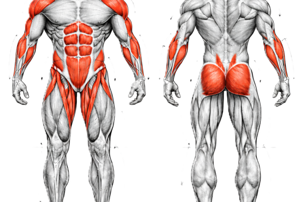 Image illustrant les muscles travaillés pendant les toes to bar et les GHD site up