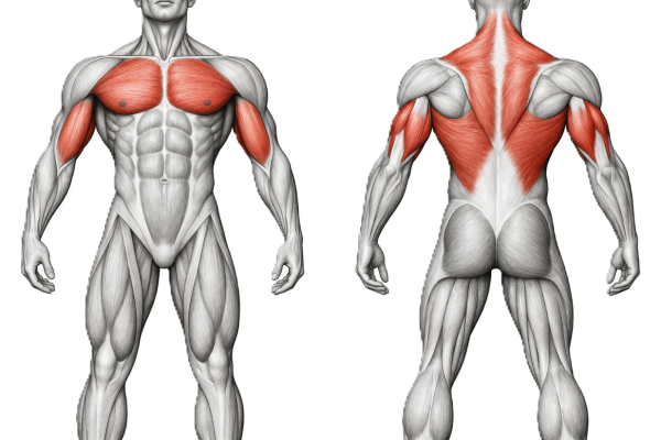 Visualisation des muscles du corps humain travaillé pendant le muscle up