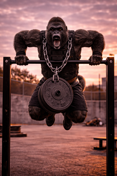 Image illustrant un personnage faisant un muscle up lesté